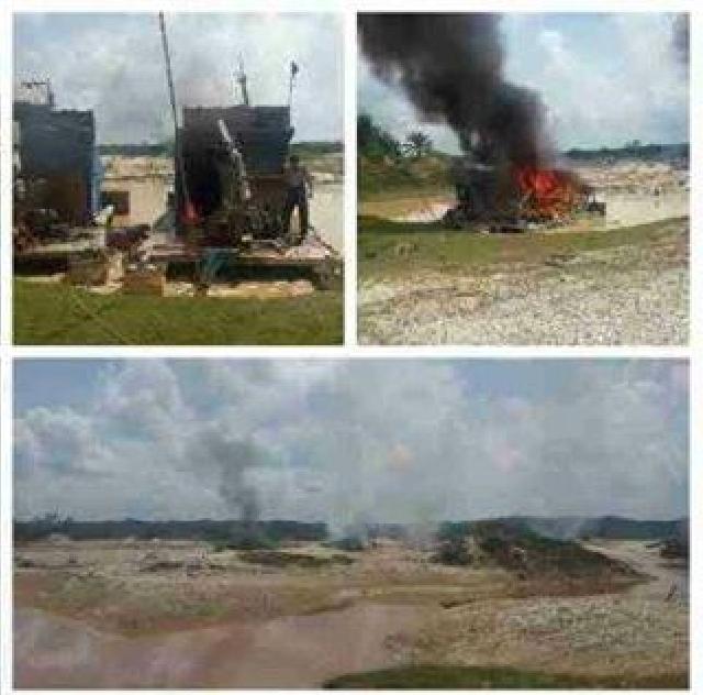 Garap Kawasan Larangan Adat, 15 Rakit Dompeng Dibakar di Desa Sungai Paku
