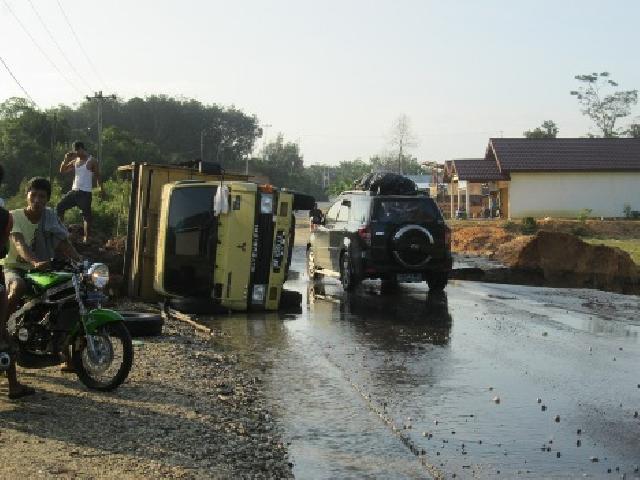 Pasca Rusak, Jalan Nasional di Muara Lembu Diperbaiki 
