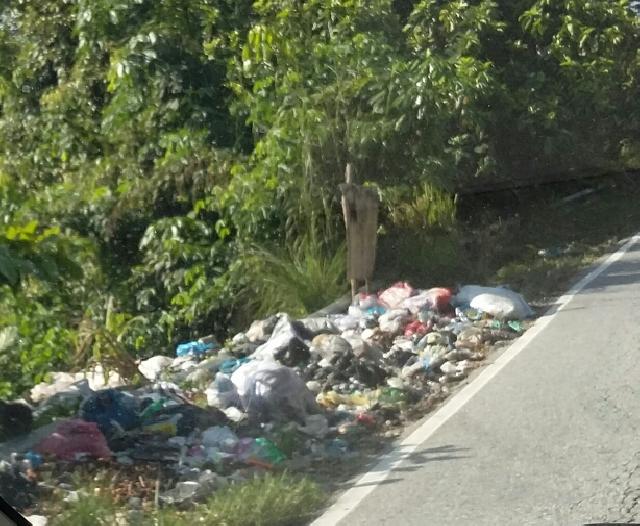 Tumpukan Sampah Ganggu Kenyamanan Pengendara dan Jalan Menuju Kawasan Objek Wisata