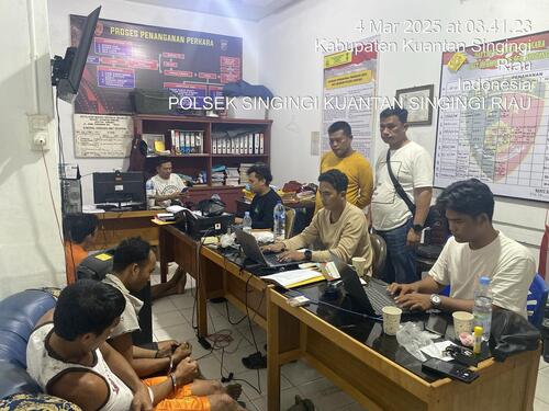 Beraksi Malam Hari, Polsek Singingi Amankan 6 Pelaku Pencurian Berondolan Sawit